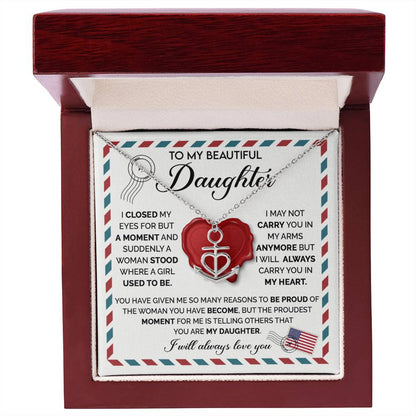 To My Daughter Necklace – Daughter Birthday Graduation Celebration Gift – Anchor Pendant Necklace