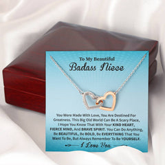 To My Niece Necklace, Encouraging Jewelry Gift with Message Card, To My Badass Niece