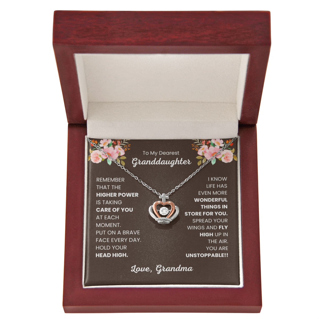 To My Granddaughter Necklace – Grandma’s Birthday Graduation Gift for Granddaughter – Crown Pendant Necklace