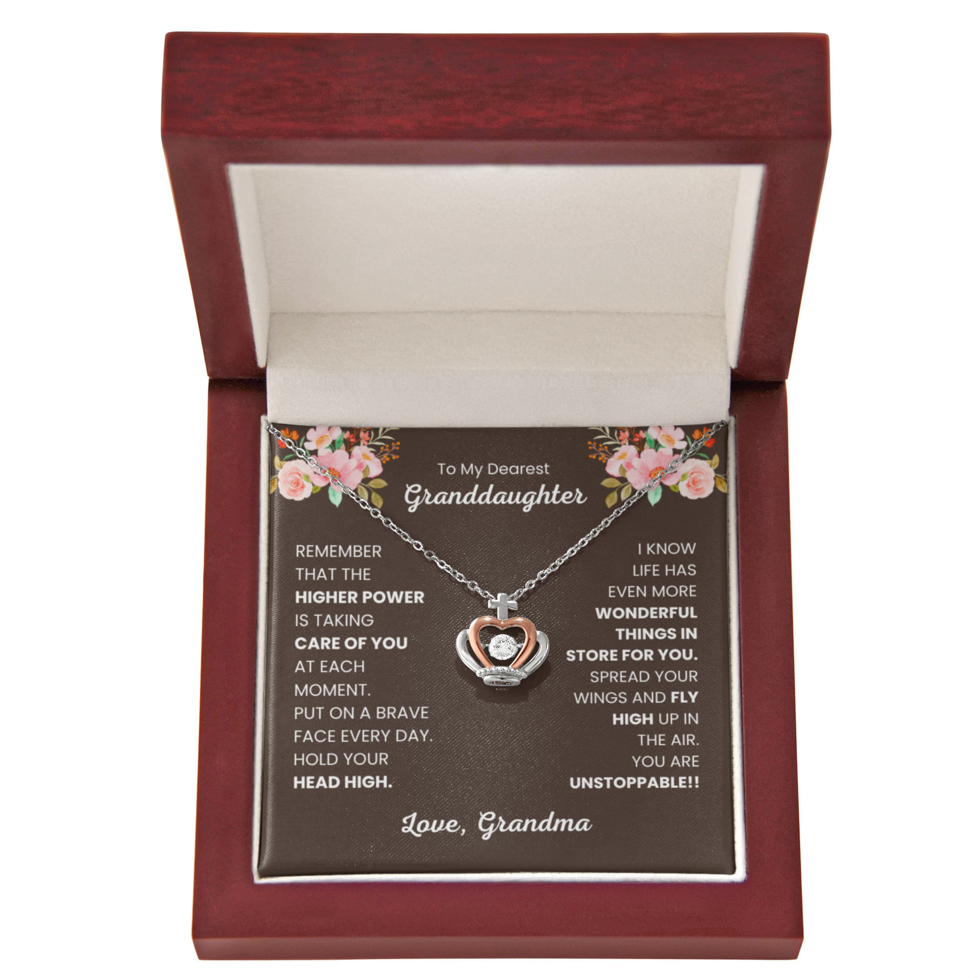 To My Granddaughter Necklace – Grandma’s Birthday Graduation Gift for Granddaughter – Crown Pendant Necklace