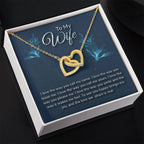To My Wife Necklace - Romantic Everyday Jewelry Gift from Husband for Birthday, Valentine’s Day & Just Because - Interlocking Hearts Necklace
