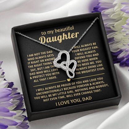 To My Daughter Necklace - Sentimental Birthday Gift from Dad, Meaningful Jewelry for Milestones & Holidays - Heart-to-heart Pendant Necklace