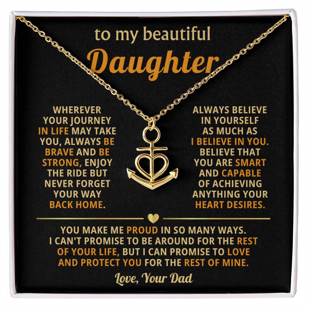 To My Daughter Necklace - I believe in you - Daughter Gift from Dad - Anchor Pendant Necklace