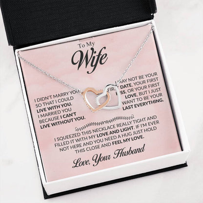 To My Wife Necklace - Emotional Husband-to-Wife Gift for Anniversary, Birthday & Valentine’s Day - Interlocking Hearts Necklace