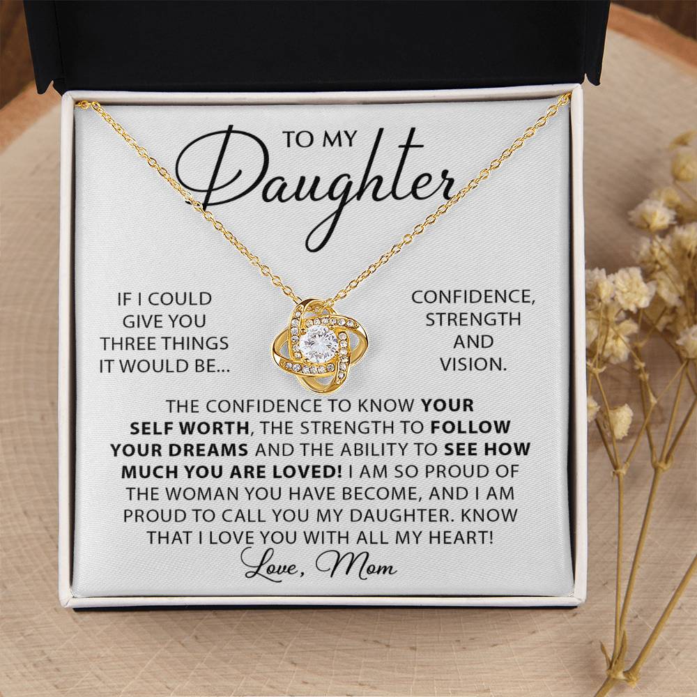 To My Daughter - I love you with all my heart - Love Knot Necklace from Mom
