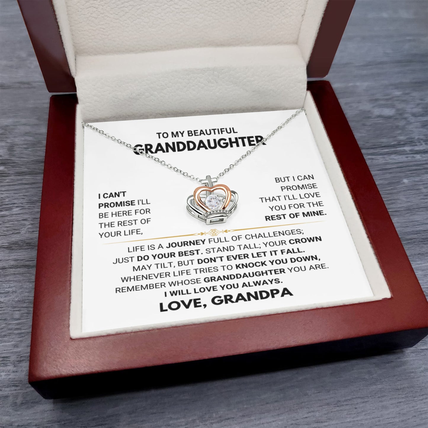 To My Granddaughter Necklace – Granddaughter Christmas Graduation Jewelry Gift – Crown Pendant Necklace