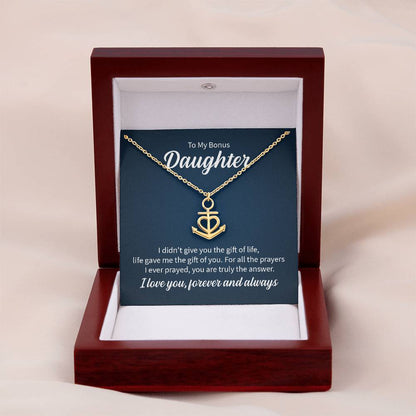 To My Bonus Daughter Necklace – Perfect Daughter Gift for Graduation & Birthday – Anchor Pendant Necklace