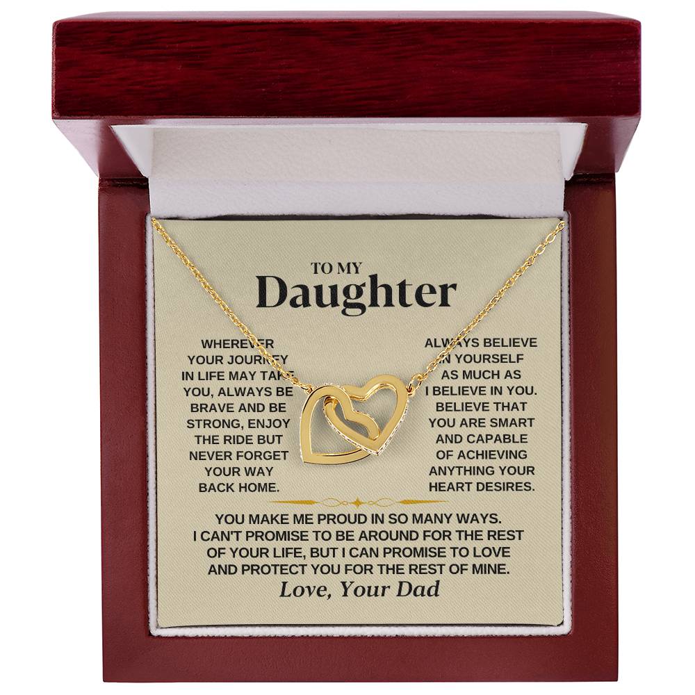 To My Beautiful Daughter Necklace - I Believe In You - Present for Daughter from Dad - Interlocking Hearts Necklace