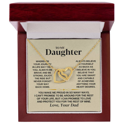 To My Beautiful Daughter Necklace - I Believe In You - Present for Daughter from Dad - Interlocking Hearts Necklace