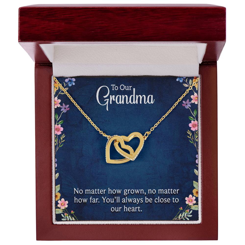 To Our Grandma - You will always be close to our heart - Gift for Grandmother - Interlocking Hearts Necklace