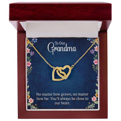 To Our Grandma - You will always be close to our heart - Gift for Grandmother - Interlocking Hearts Necklace