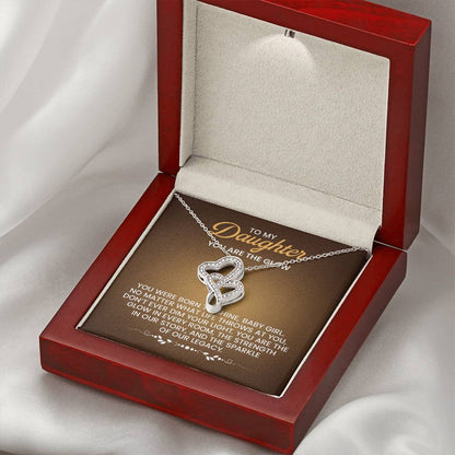 To My Daughter Necklace – Daughter Birthday Graduation Celebration Gift – Heart-to-heart Pendant Necklace