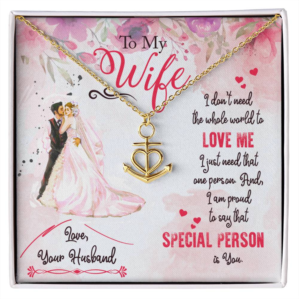 To My Wife Necklace - Loving Husband to Wife Gift for Christmas, Valentine’s Day, Anniversary & Special Days - Anchor Pendant Necklace