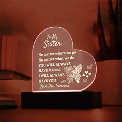 Big Sister Heart Lamp, Custom LED Night Light, Thoughtful Sister Gift, Forever Love Keepsake, To My Sister