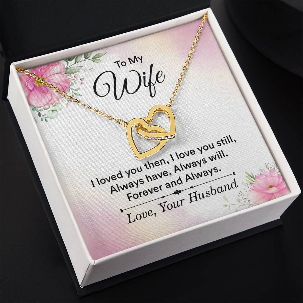 To My Wife Necklace - Emotional Jewelry for Wife from Husband to Celebrate Love on Valentine’s Day & Beyond - Interlocking Hearts Necklace