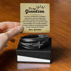 To My Grandson – Graduation, Holiday Gift from Grandma – Men's Cross Bracelet