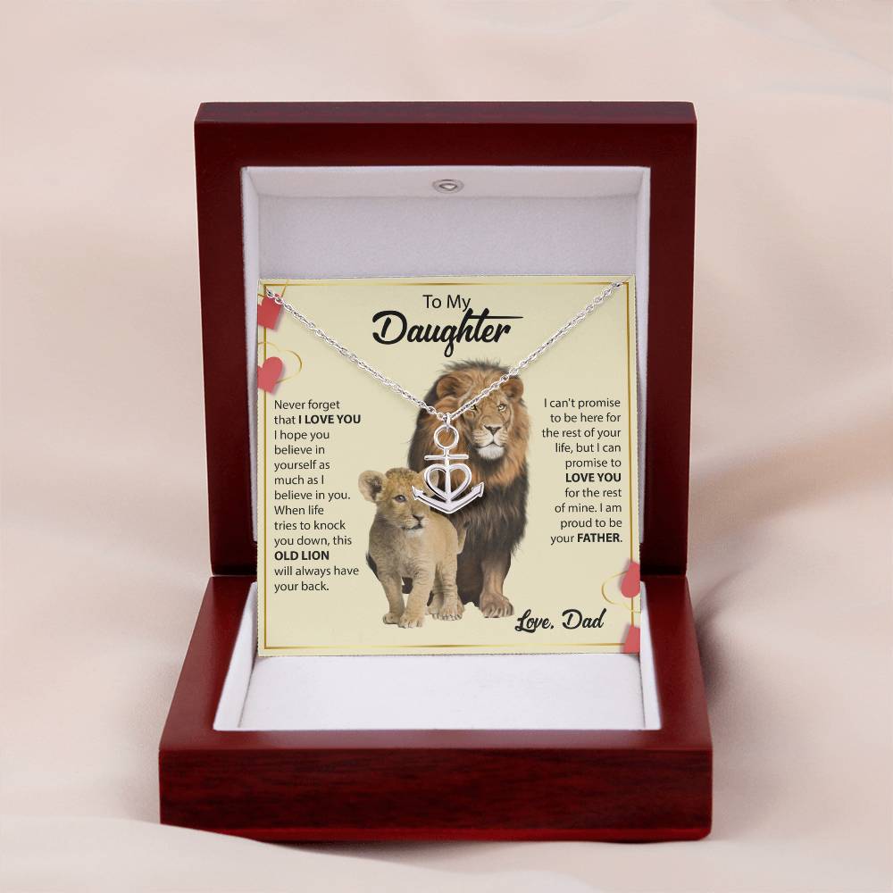 To My Daughter Necklace - Beautiful Daughter Jewelry for Birthday & Proud Dad Moments - Anchor Pendant Necklace