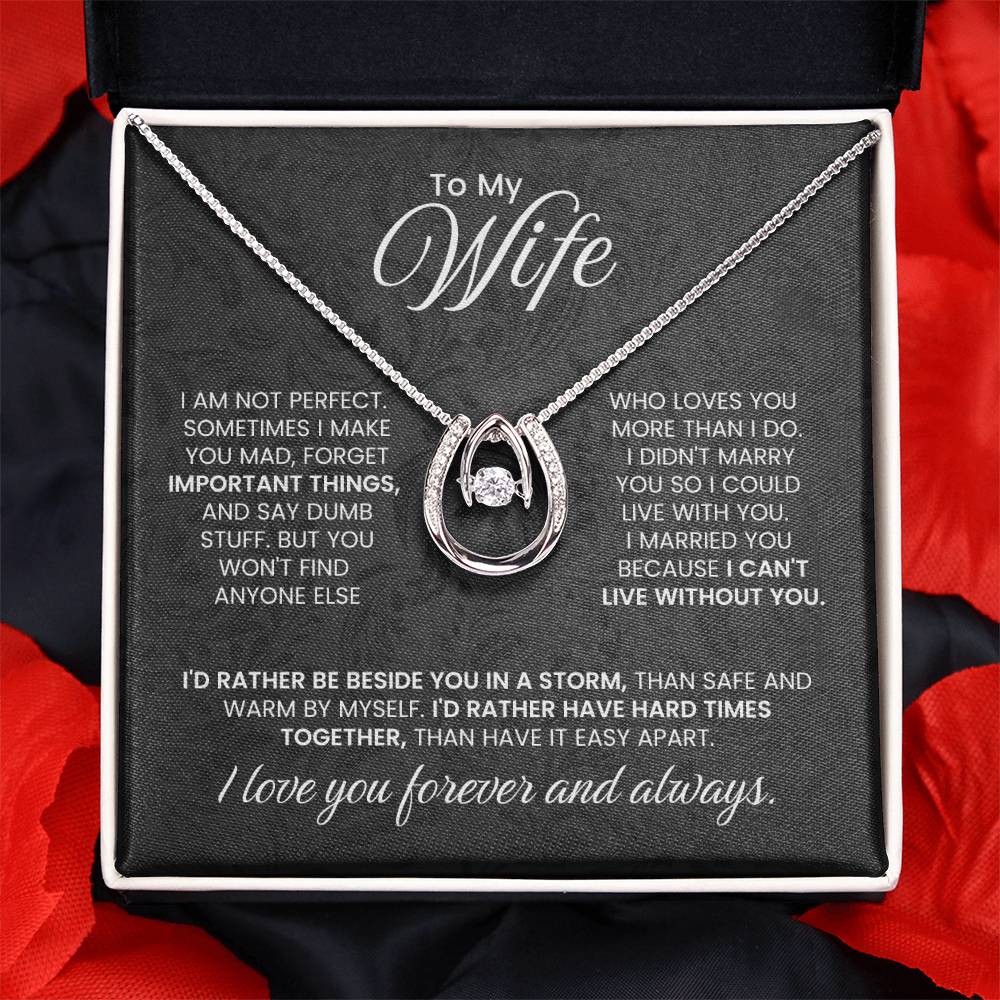 To My Wife Necklace - Emotional Jewelry Gift for Wife from Husband to Celebrate Love Every Day - Lucky In Love Necklace