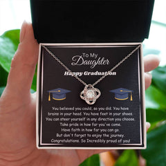 Graduation Gifts for Her, Love Knot Necklace, Elegant Jewelry for Success, To My Daughter