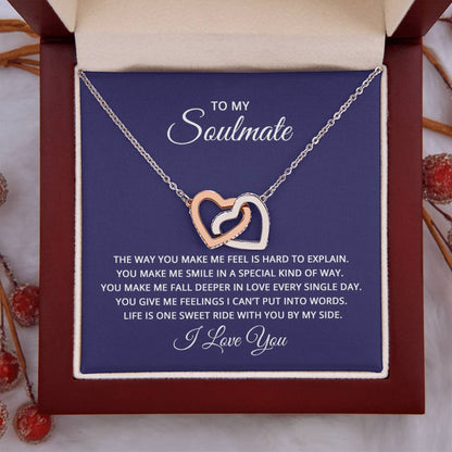 To My Soulmate Necklace - Long Distance Soulmate Gift for Valentine’s Day & Special Days - Interlocking Hearts Necklace