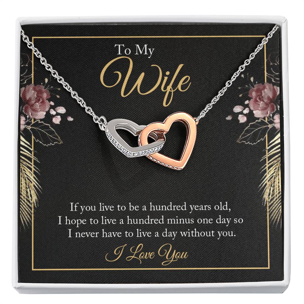 To My Wife Necklace - Best Loving Jewelry Gift for Valentine’s Day, Anniversaries & Romantic Surprises - Interlocking Hearts Necklace