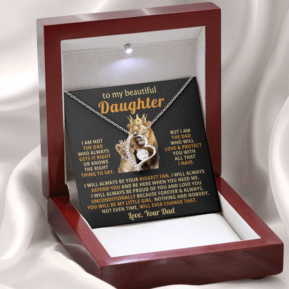 To My Daughter Necklace - Beautiful Daughter Jewelry for Birthday & Proud Dad Moments - Forever Love Necklace