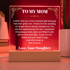 Acrylic Night Light Gift for Mom, Heartfelt Message from Son, Mother’s Day & Birthday Keepsake