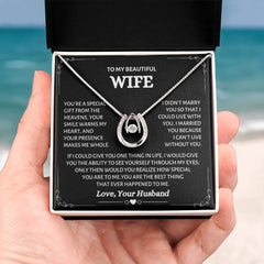 Wife Gift Pendant Necklace, Elegant Jewelry, Romantic Anniversary Present, Love Keepsake, Meaningful Gift for Her, To My Beautiful Wife