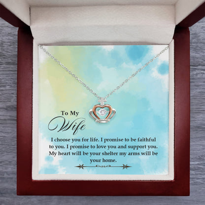 To My Wife Necklace - Perfect Jewelry from Husband for Valentine’s Day, Birthday & Holiday Gifting - Crown Pendant Necklace