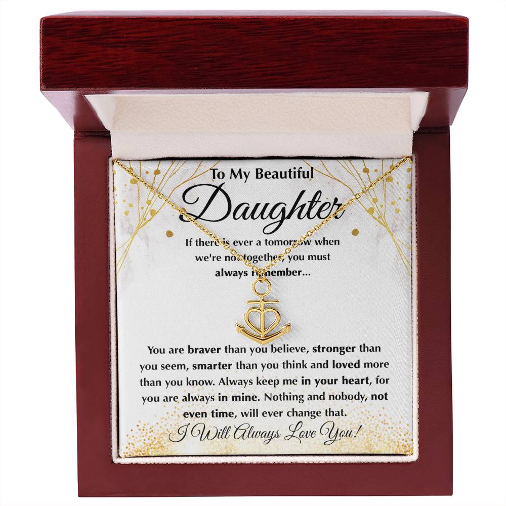 To My Daughter Necklace – Daughter Graduation & Birthday Present – Anchor Pendant Necklace