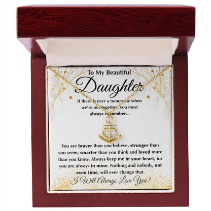 To My Daughter Necklace – Daughter Graduation & Birthday Present – Anchor Pendant Necklace