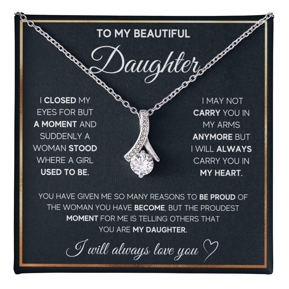 To My Daughter Necklace – Daughter Necklace for Graduation Birthday Occasions from Mum – Alluring Beauty Necklace