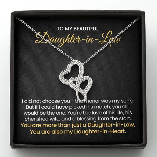 To My Daughter In Law - You are also my Daughter in heart - Heart-to-heart Pendant Necklace