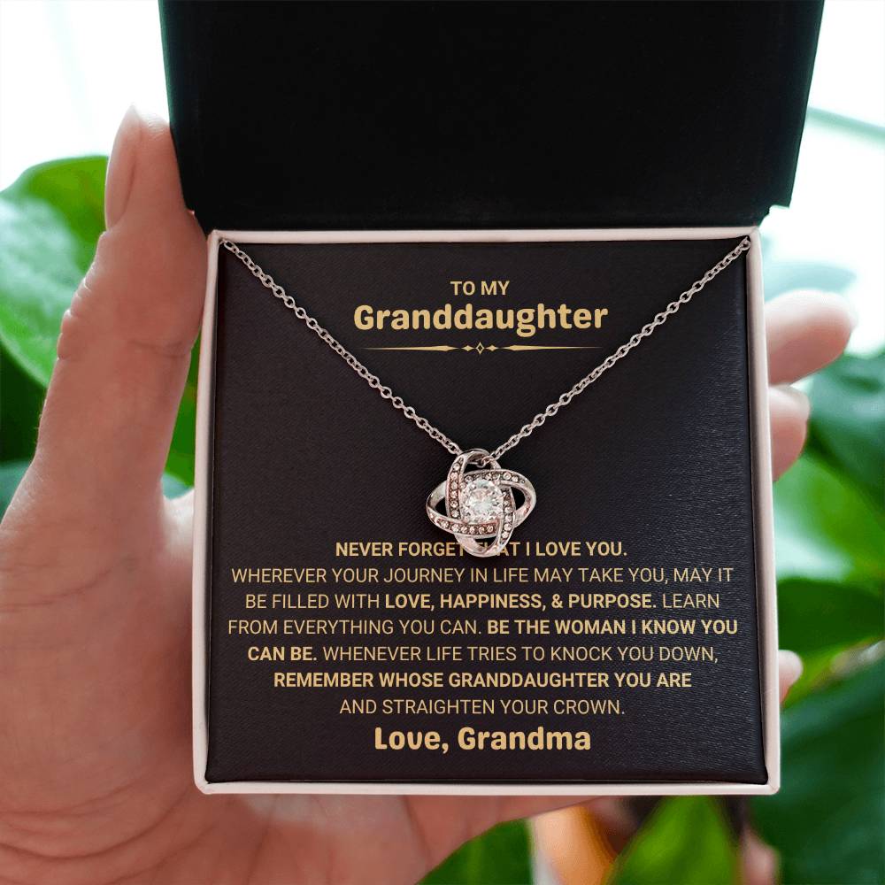 To My Granddaughter Necklace – Gift from Grandma for Granddaughter’s Birthday & Graduation – Love Knot Necklace