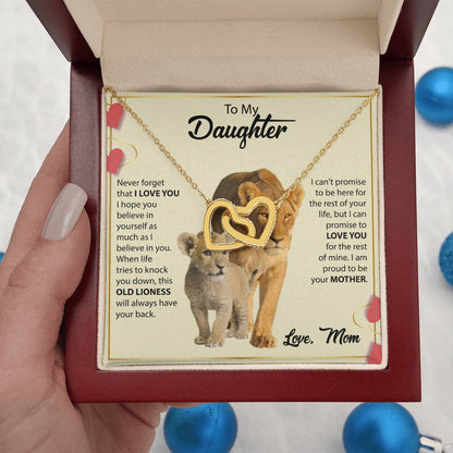 To My Daughter Necklace – Mother Daughter Jewelry Gift – Interlocking Hearts Necklace