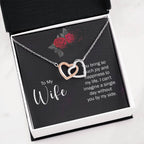 To My Wife Necklace - Romantic Birthday Jewelry Gift from Husband for Valentine’s Day & Long Lasting Memories - Interlocking Hearts Necklace