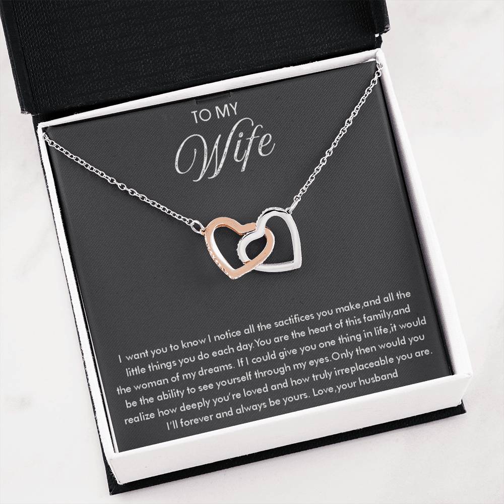 To My Wife Necklace - Thoughtful Gift from Husband to Wife - Interlocking Hearts Necklace