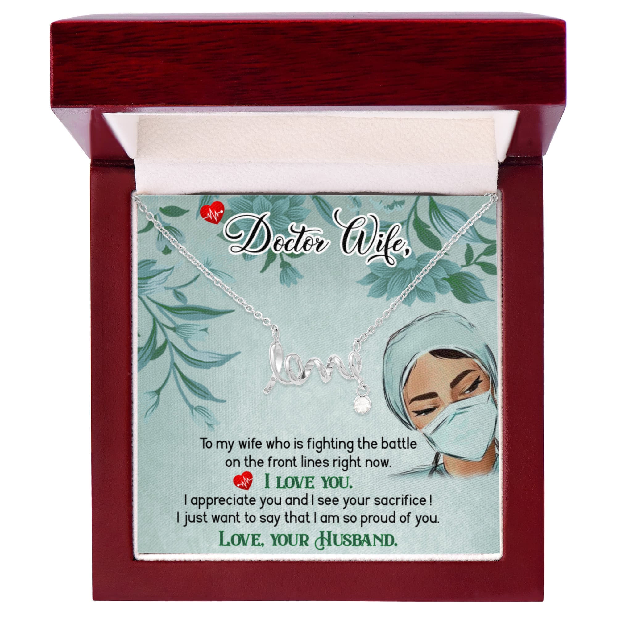 To My Doctor Wife Gift from Husband - Scripted Love Necklace