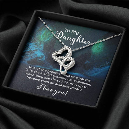 To My Daughter Necklace – Perfect Daughter Gift for Graduation & Birthday – Heart-to-heart Pendant Necklace