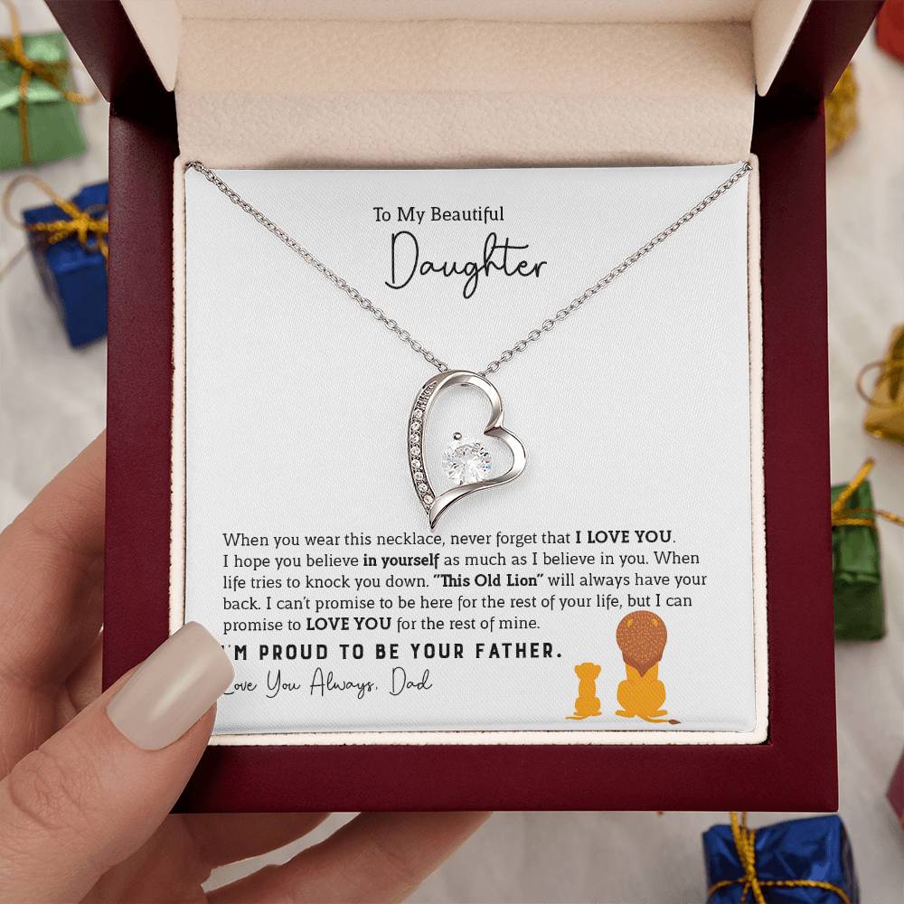 To My Daughter Necklace - Emotional Jewelry from Dad to Celebrate Love Every Day & Always - Forever Love Necklace