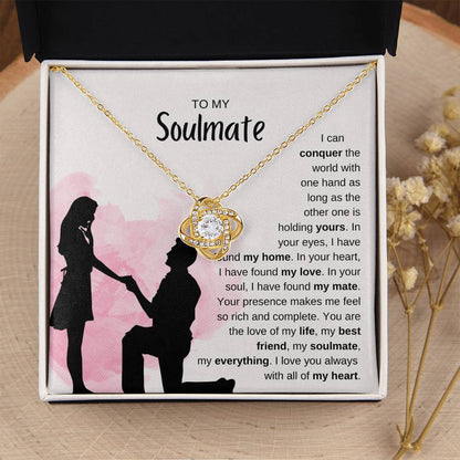 To My Soulmate Necklace - Romantic Jewelry Gift for Her for Christmas & Special Dates - Love Knot Necklace