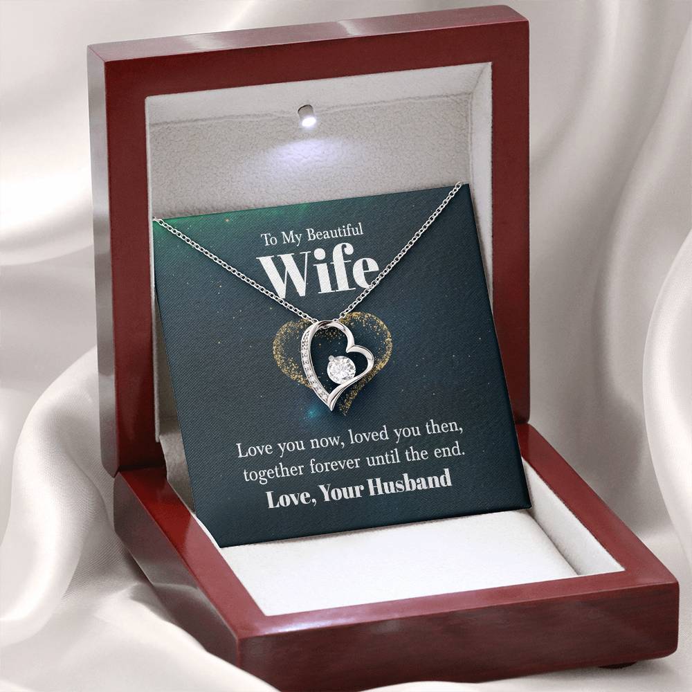 To My Beautiful Wife Necklace - Sweetest Gift for Wife from Husband for Valentine’s Day, Anniversary & Birthday Joy - Forever Love Necklace