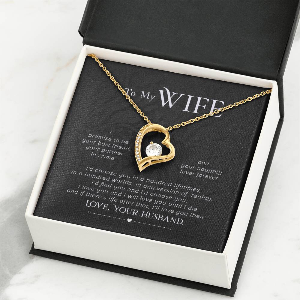 To My Wife Necklace - Emotional Jewelry Gift for Wife from Husband to Celebrate Love Every Day - Forever Love Necklace