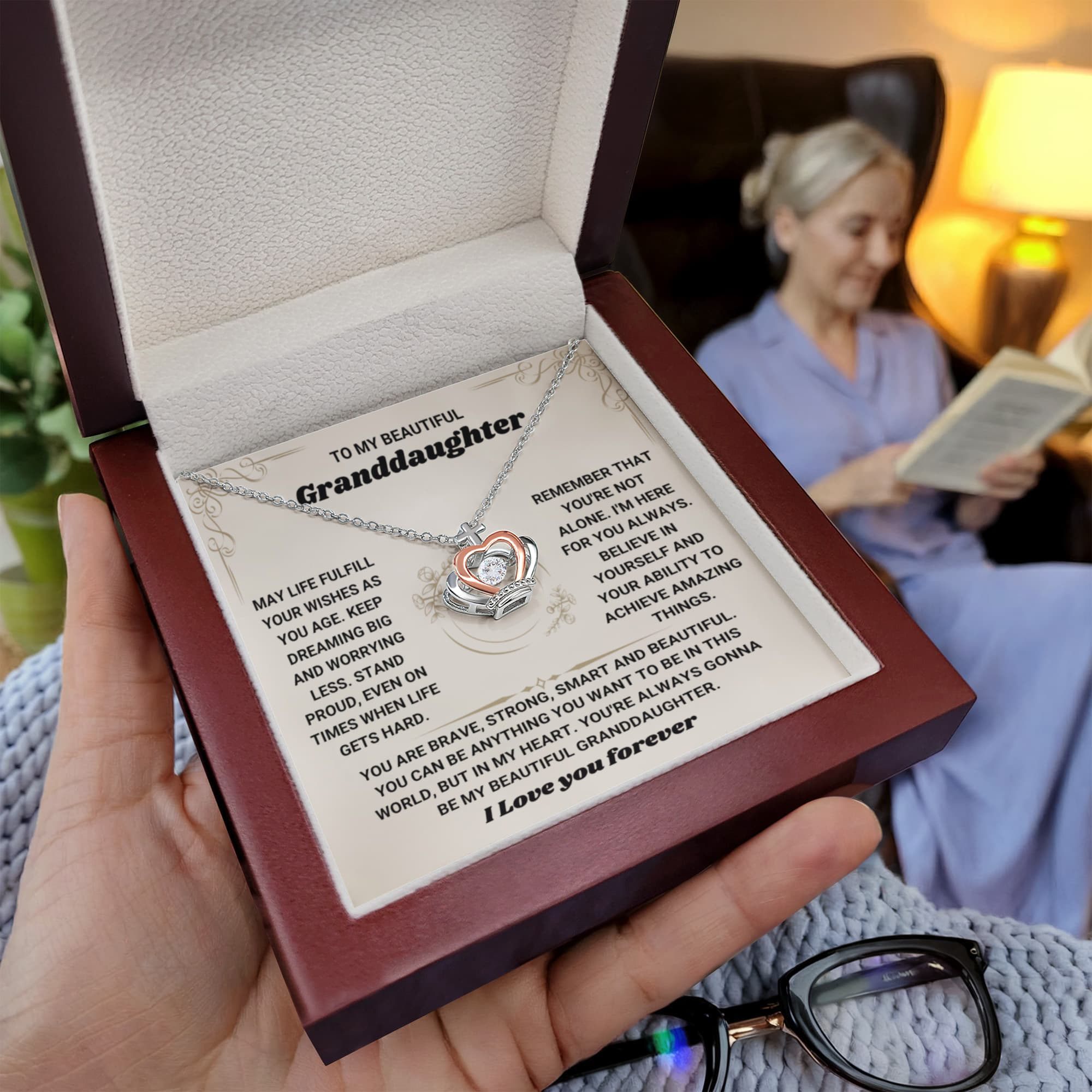 To My Granddaughter Necklace – Birthday Graduation Keepsake for Granddaughter – Crown Pendant Necklace