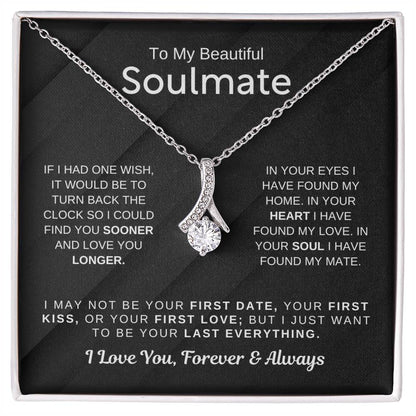 To My Beautiful Soulmate Necklace - Soulmate Jewelry Gift for Her for Birthday & Valentine’s Day - Alluring Beauty Necklace