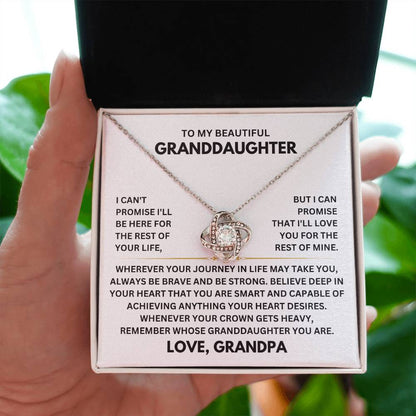 To My Granddaughter Necklace – Granddaughter Christmas Birthday Gift Necklace from Grandpa – Love Knot Necklace