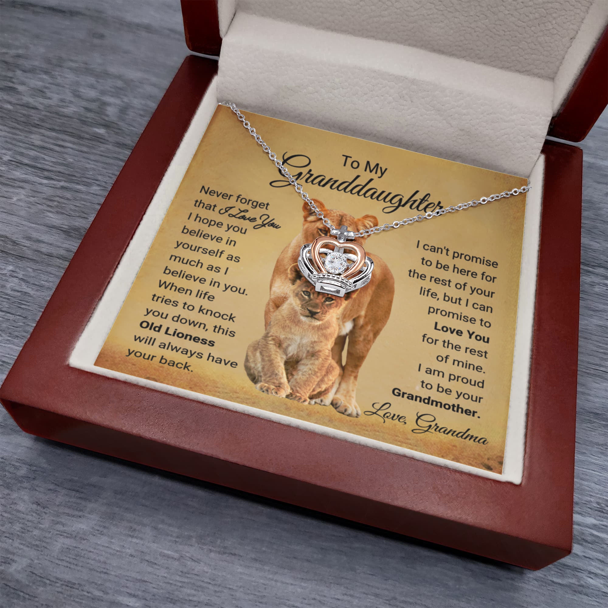 To My Granddaughter Necklace – Birthday Graduation Jewelry for Granddaughter from Grandma – Crown Pendant Necklace