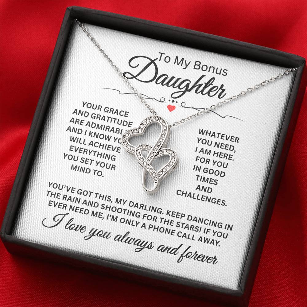 To My Daughter Necklace - I Promise To Love and Protect You - Heart-to-heart Pendant Necklace