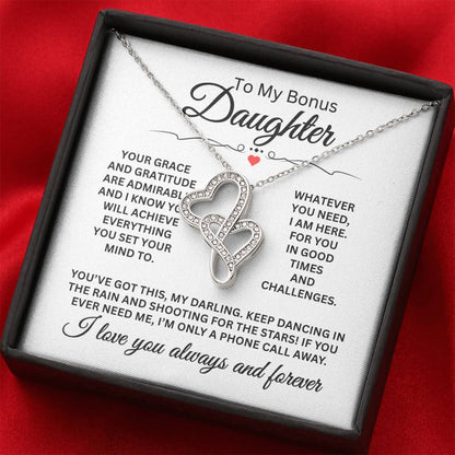 To My Daughter Necklace - I Promise To Love and Protect You - Heart-to-heart Pendant Necklace