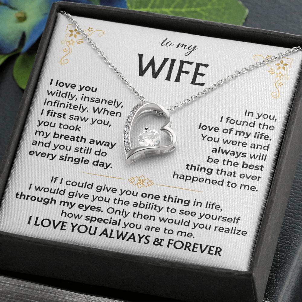 To My Wife Necklace - Perfect Romantic Surprise from Husband for Anniversary, Birthday & Valentine’s Day - Forever Love Necklace